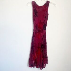 Vintage Monkey Wear Sheer Red Burnout Velvet Dress